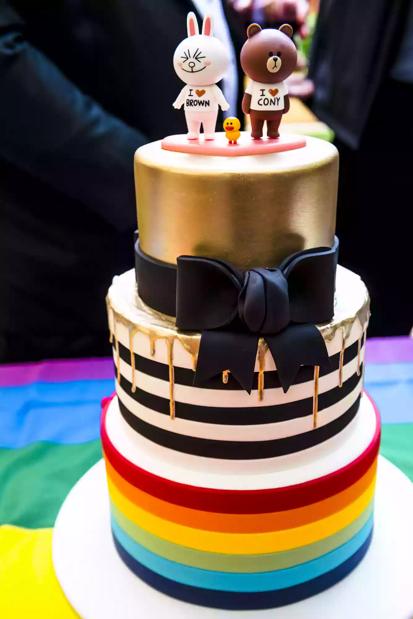 wedding cake with rainbow flag at a LGBT wedding in Sydney