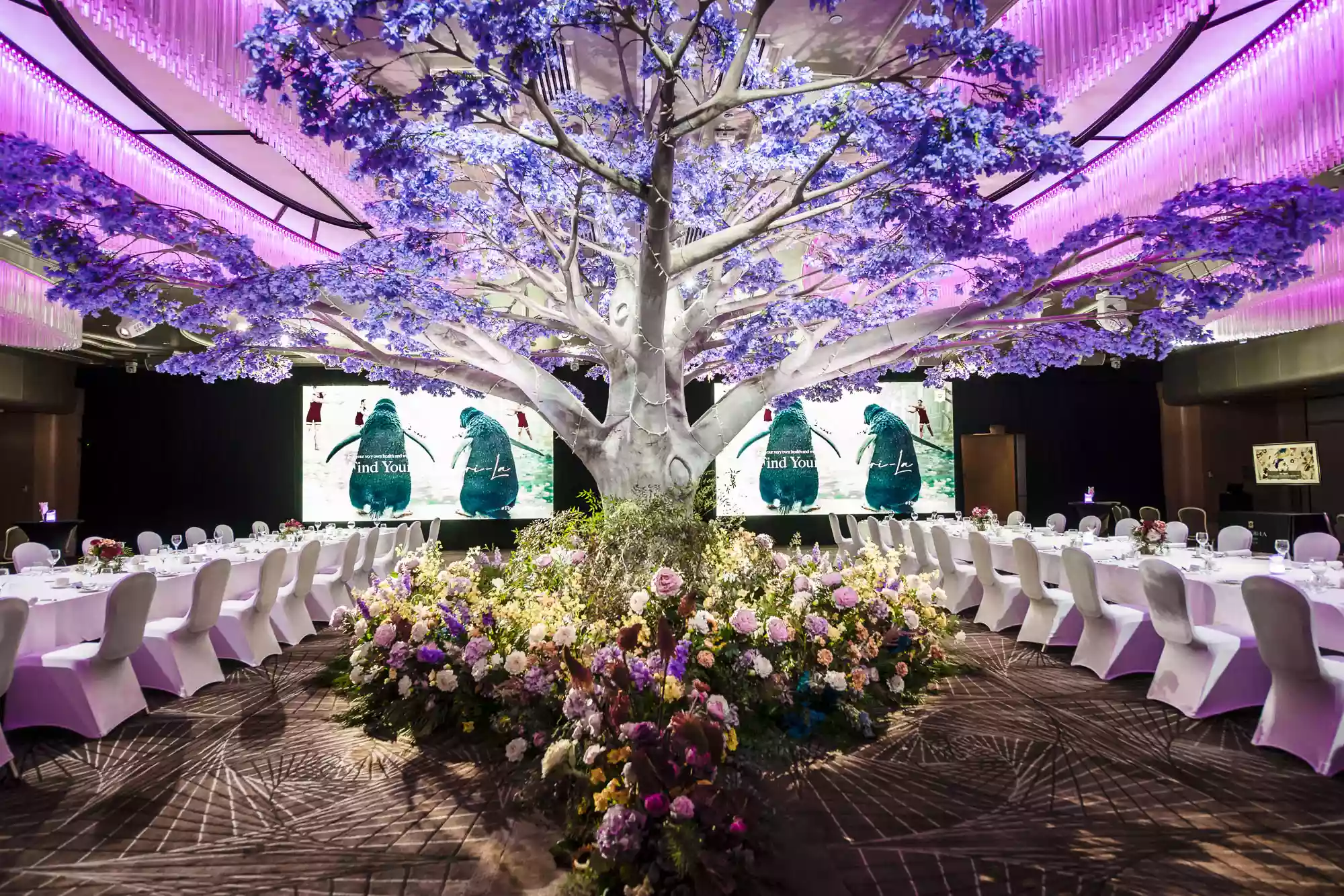 shangri la showcase event big indoor tree with desert buffet surrounds as shot by Sydney event photographer