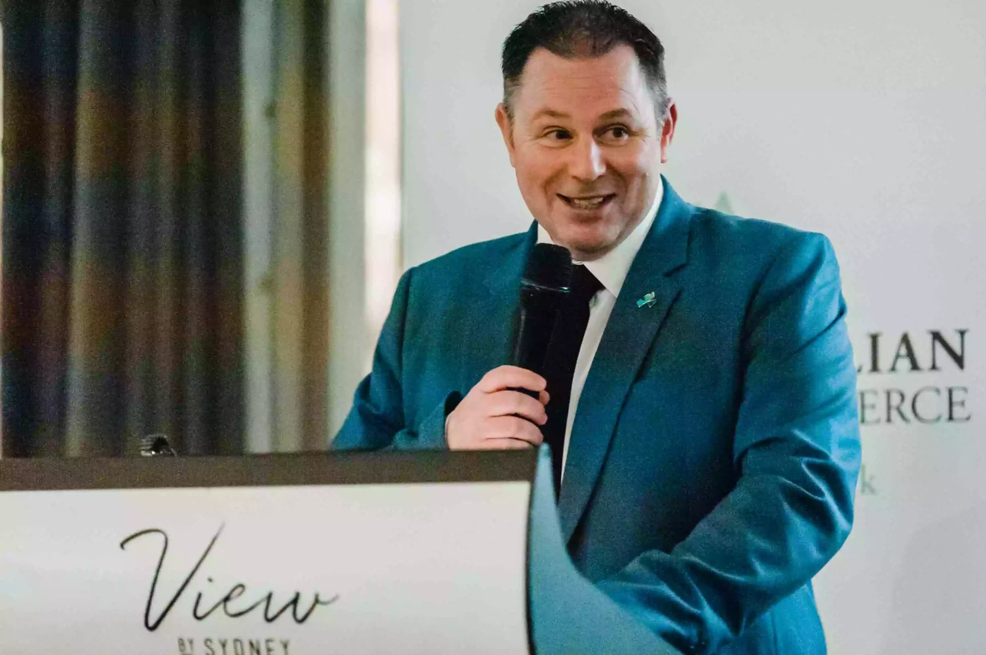 photo of a keynote speaker at a Sydney event as captured by a sydney event and award photographer