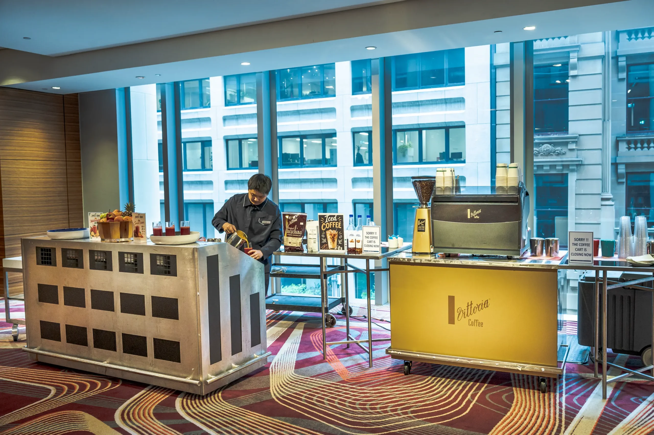 coffee cart Hilton conference setup